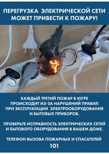 Перезагрузка электрической сети может привести к пожару!
